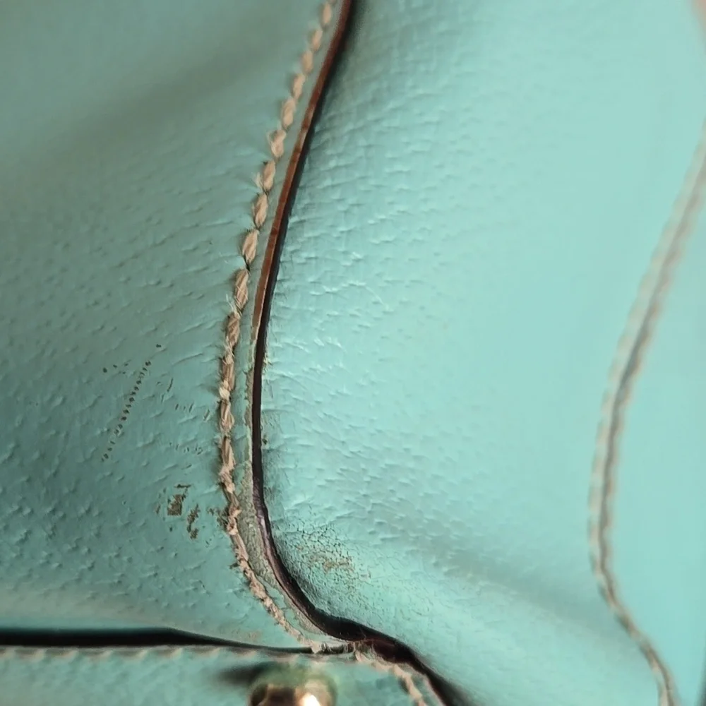 Kate SpadeLarge Wellesy Martine Robins Egg Blue Leather Tote  Bag